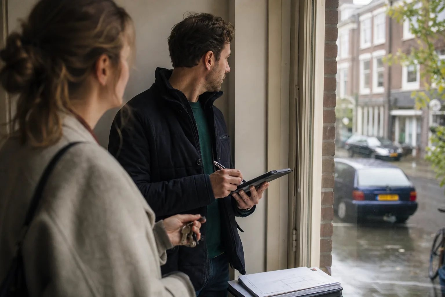 Een Nederlandse woning met sleutels en papieren. Beeld bij het artikel: Waar moet je op letten als je een woning opneemt voor de puntentelling?